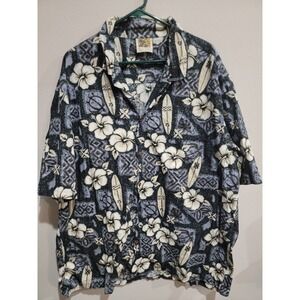 Winnie Fashion made in Hawaii mens Blue button up casual shirt size 4XL